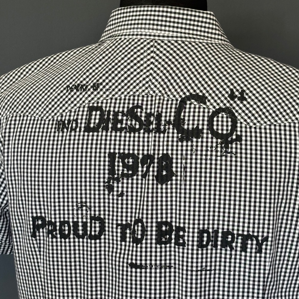 Diesel Sfolta Western Snap Shirt | Sz M | Black White Gingham Rockabilly Western